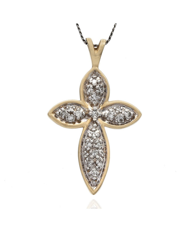 14KY Diamond Pave Cross Pendant