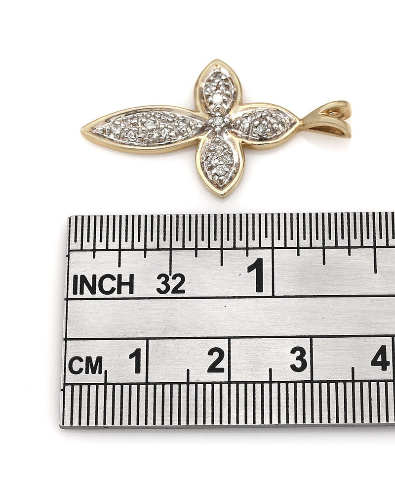 14KY Diamond Pave Cross Pendant