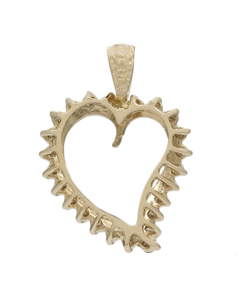 14KY Open Heart Diamond Pendant