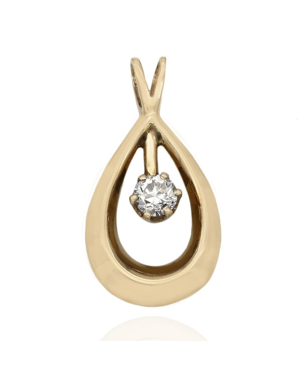 Open Teardrop Diamond Solitaire Pendant