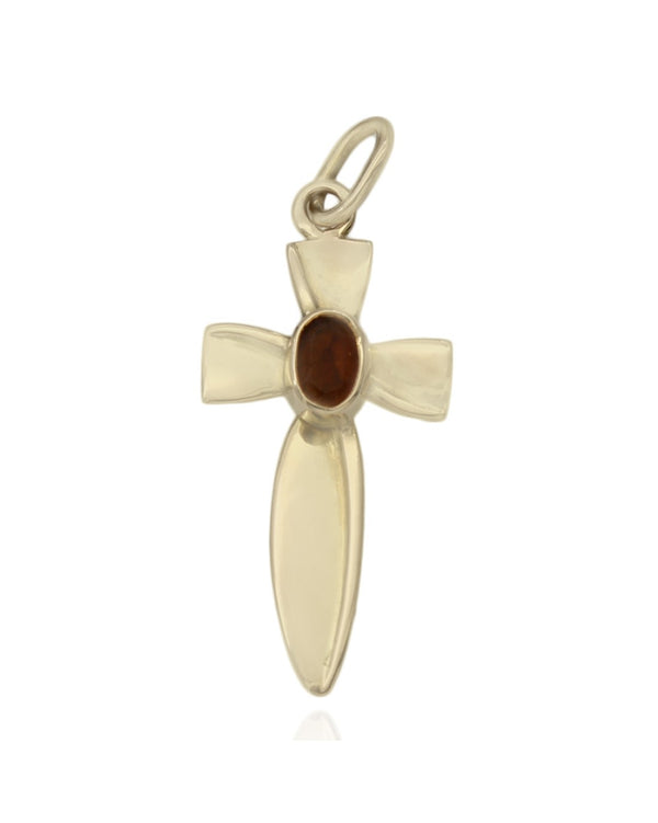 Citrine Solitaire Cross Pendant