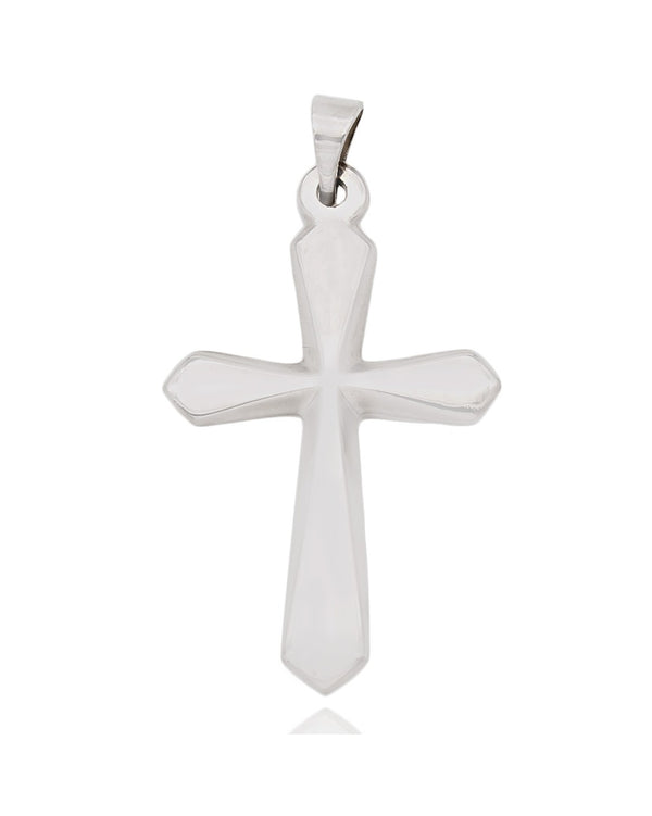 High polish Cross Pendant in White Gold