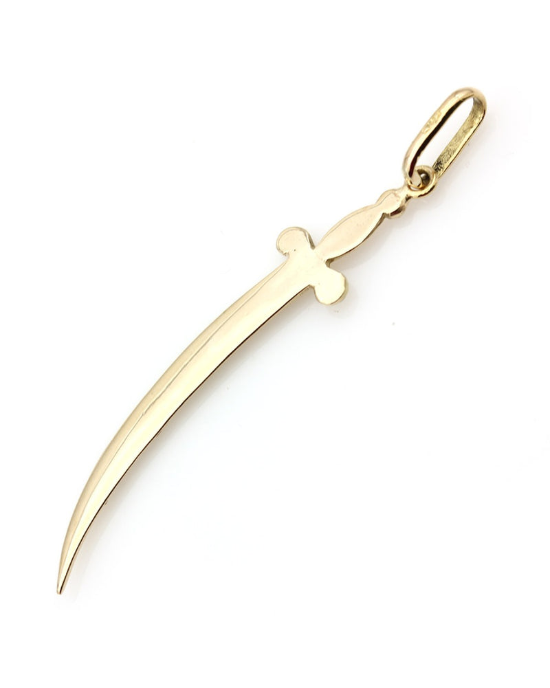 High Polished Sword Pendant in Gold