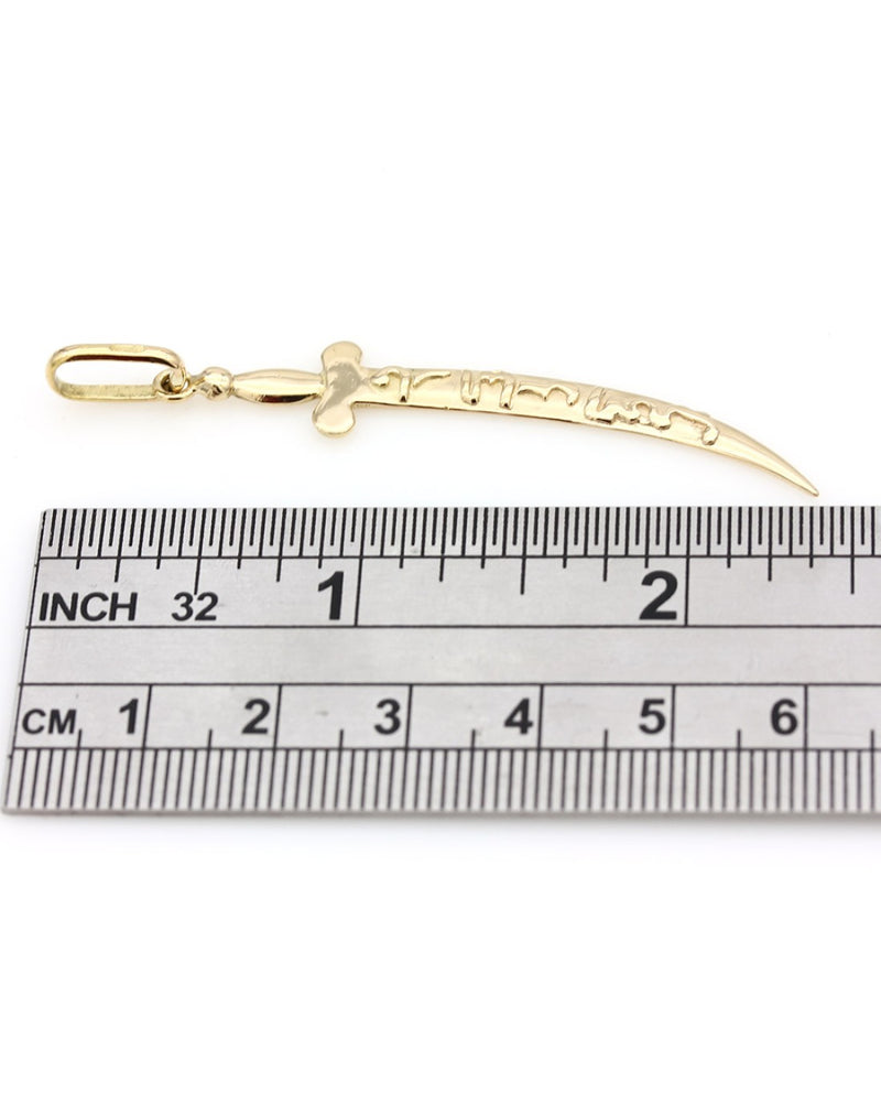 High Polished Sword Pendant in Gold