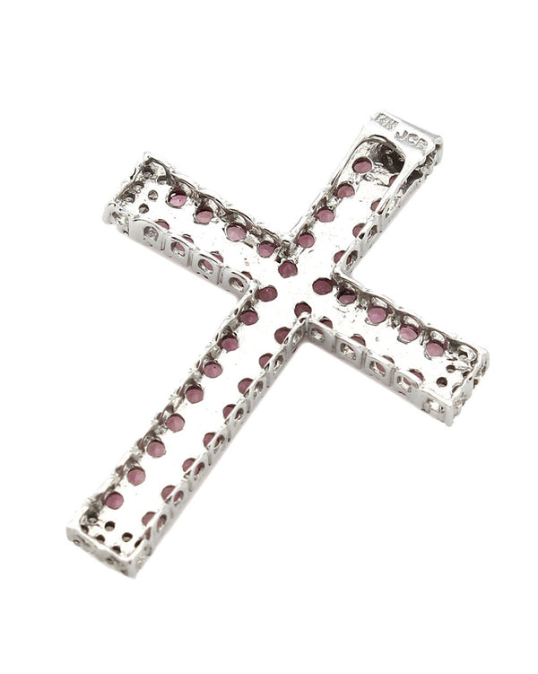 Pink Tourmaline and Diamond Cross