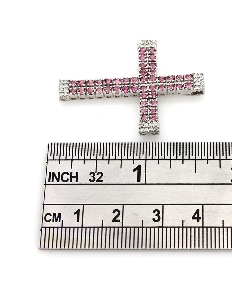 Pink Tourmaline and Diamond Cross