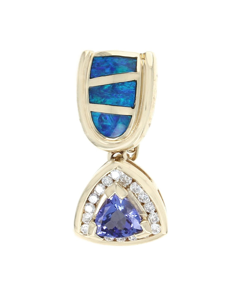 Tanzanite, Diamond and Opal Drop Enhancer Pendant