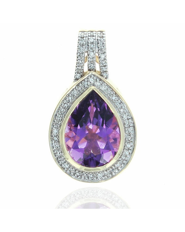 Pear Amethyst and Diamond Enhancer Pendant