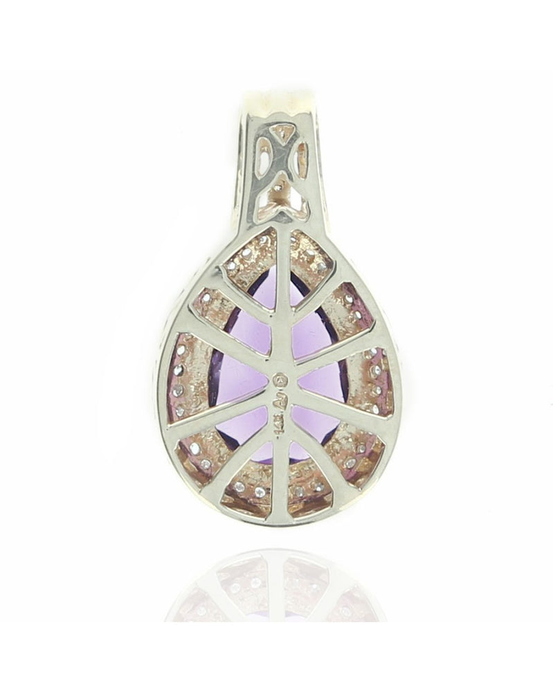 Pear Amethyst and Diamond Enhancer Pendant