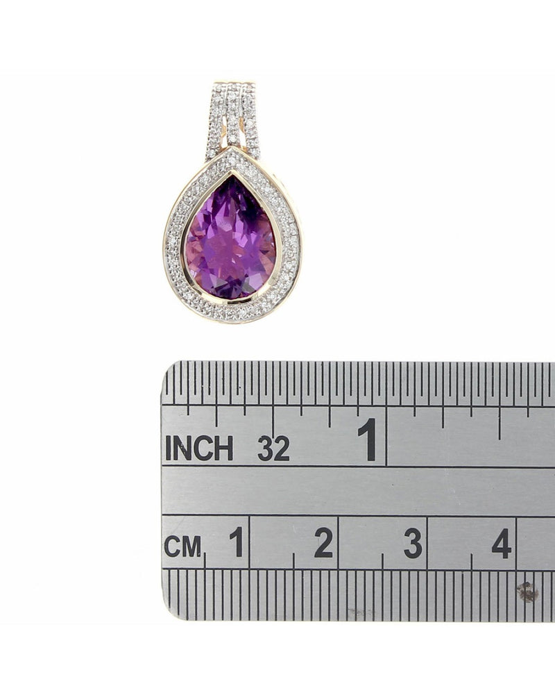 Pear Amethyst and Diamond Enhancer Pendant