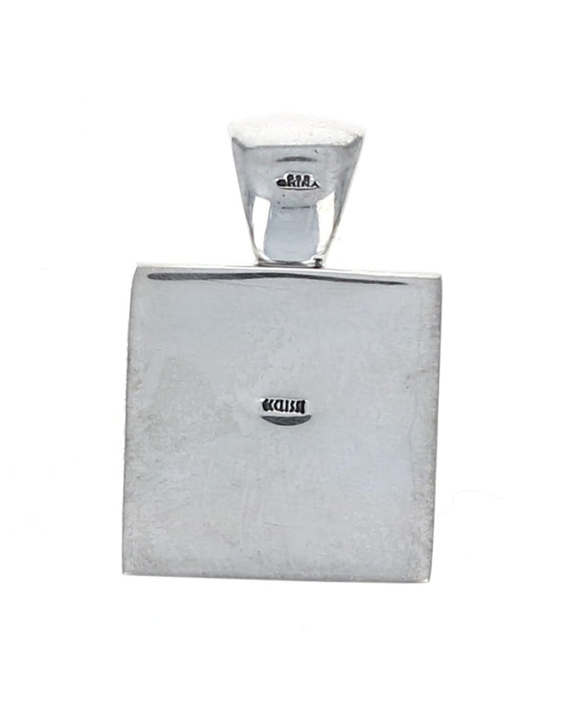 Star and Dots Antique Detail Square Pendant in Silver