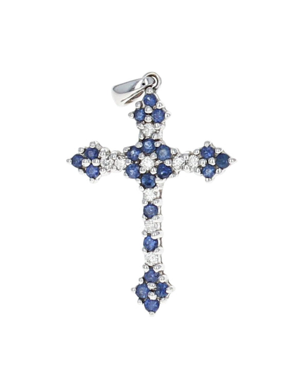 Diamond and Synthetic Sapphire Cross Pendant