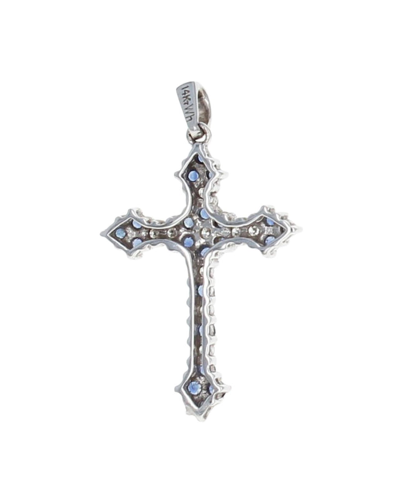 Diamond and Synthetic Sapphire Cross Pendant