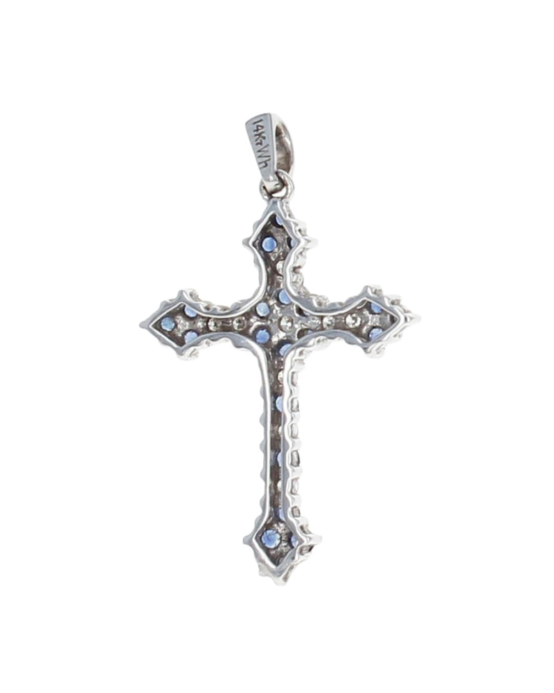 Diamond and Synthetic Sapphire Cross Pendant