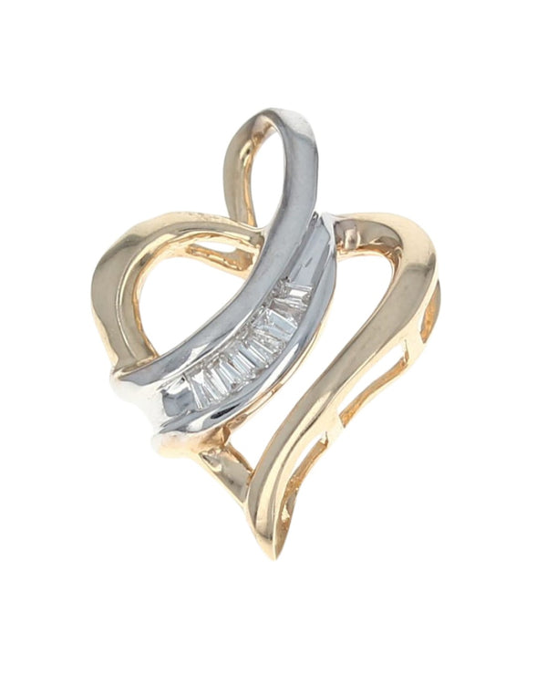 Baguette Diamond Open Heart Pendant