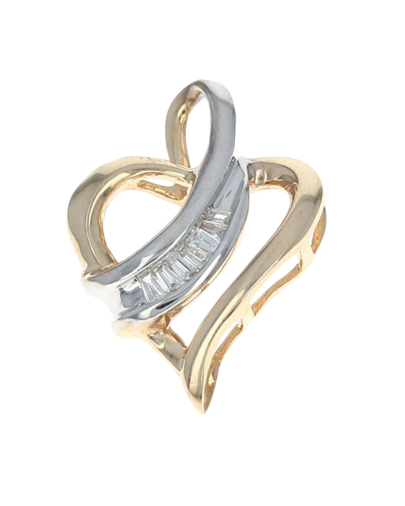 Baguette Diamond Open Heart Pendant