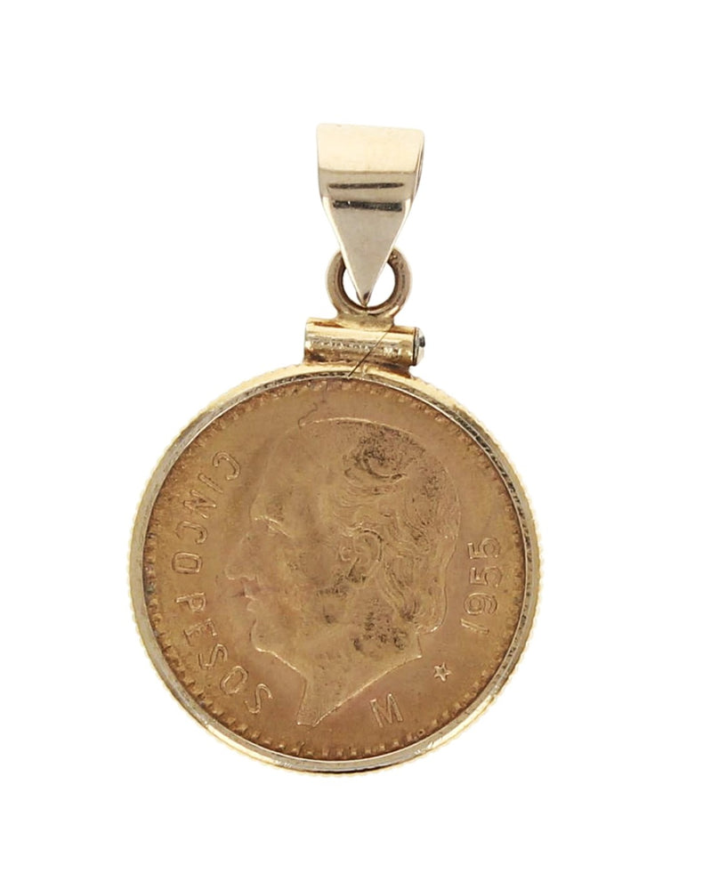 5 Pesos Coin in Bezel Pendant