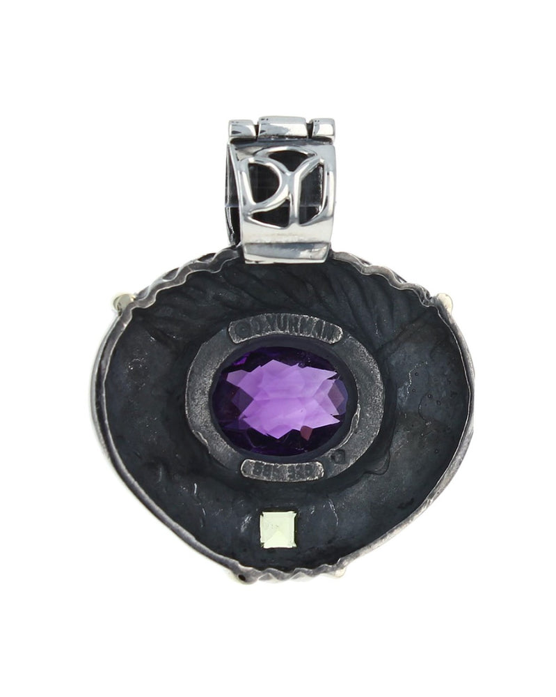 David Yurman Amethyst Cushion Square Peridot Enhancer Pendant