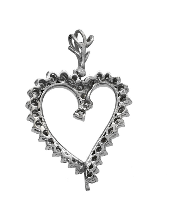 Diamond Heart Pendant in White Gold