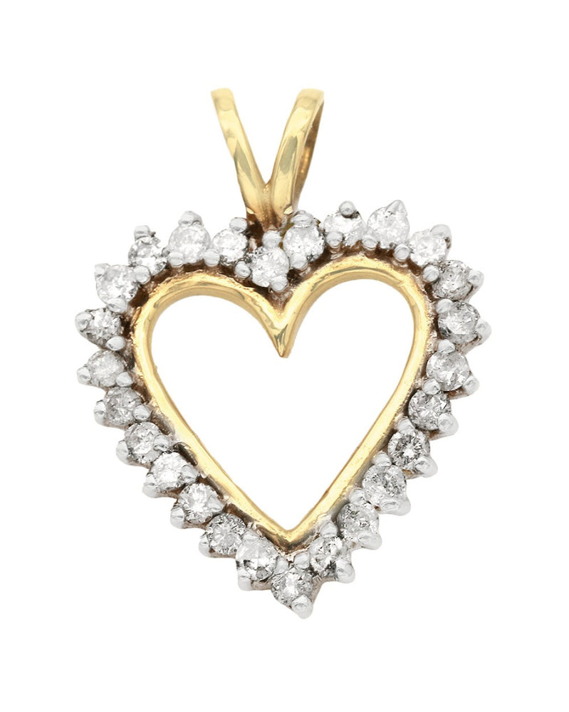 Diamond Heart Outline Pendant in Yellow Gold