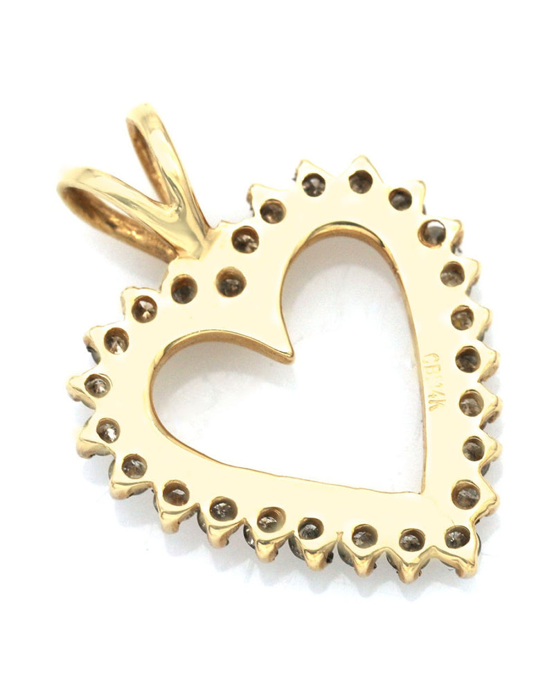 Diamond Heart Outline Pendant in Yellow Gold