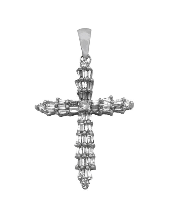 Diamond Cross Pendant in White Gold