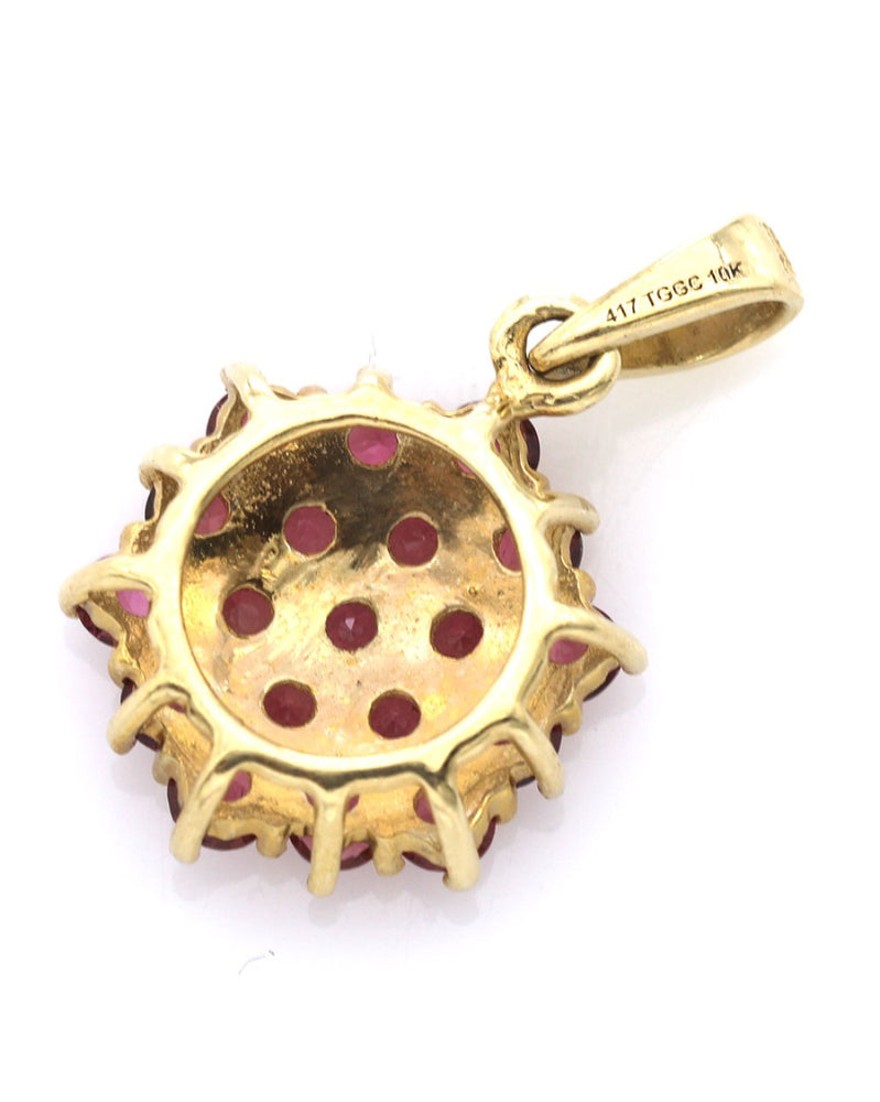 Pink Tourmaline Cluster Pendant in Yellow Gold