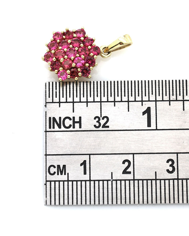 Pink Tourmaline Cluster Pendant in Yellow Gold