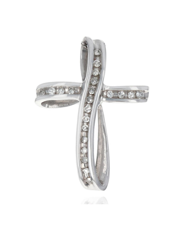 Diamond Infinity Cross Pendant in White Gold