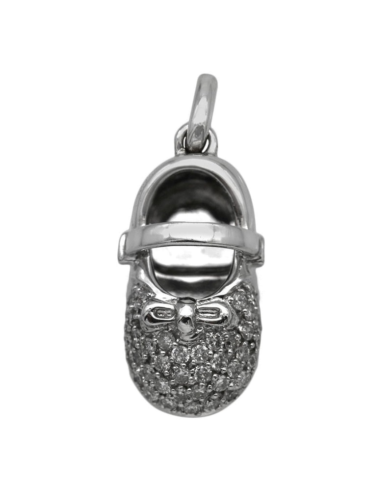 Diamond Pave Bay Shoe Charm in White Gold