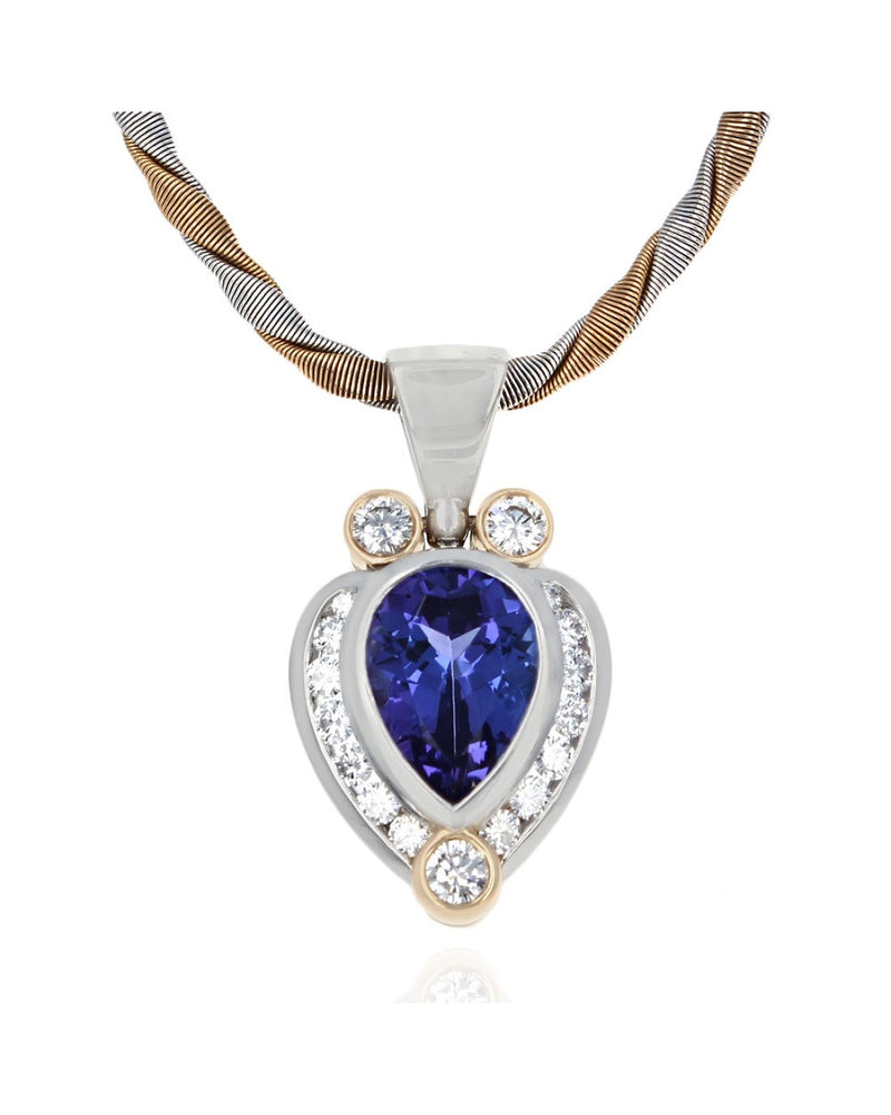 Richard Krementz Pear Shaped Tanzanite and Diamond Pendant