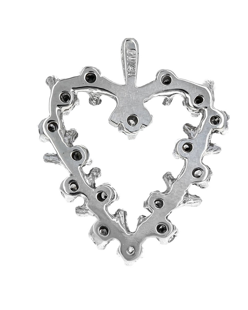 Diamond Open Heart Pendant in White Gold