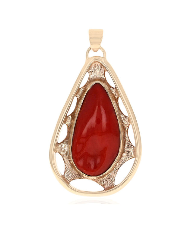 Red Coral Pear Shaped Pendant