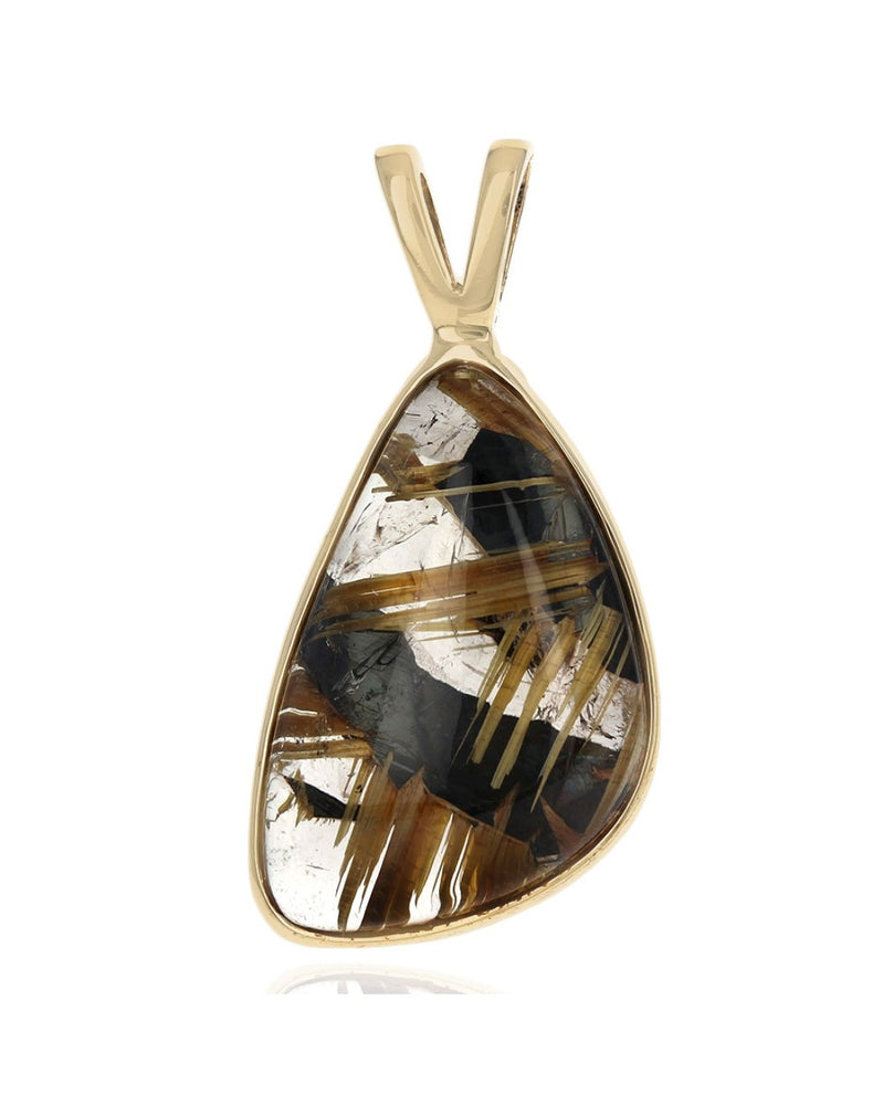 Rutilated Quartz Pendant in Gold