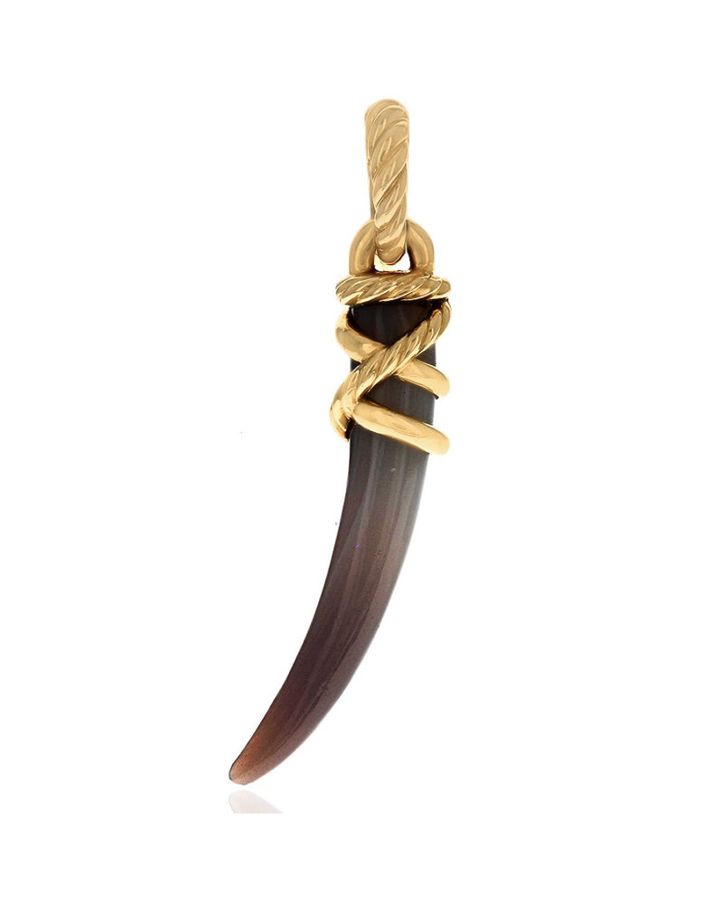 David Yurman Botswana Agate Tusk Enhancer Amulet in Yellow Gold