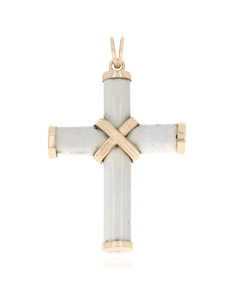 Large Bone Cross Pendant in Yellow Gold