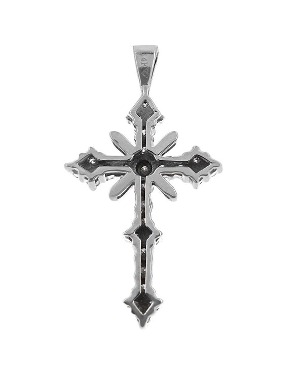 Round and Baguette Diamond Cross Pendant