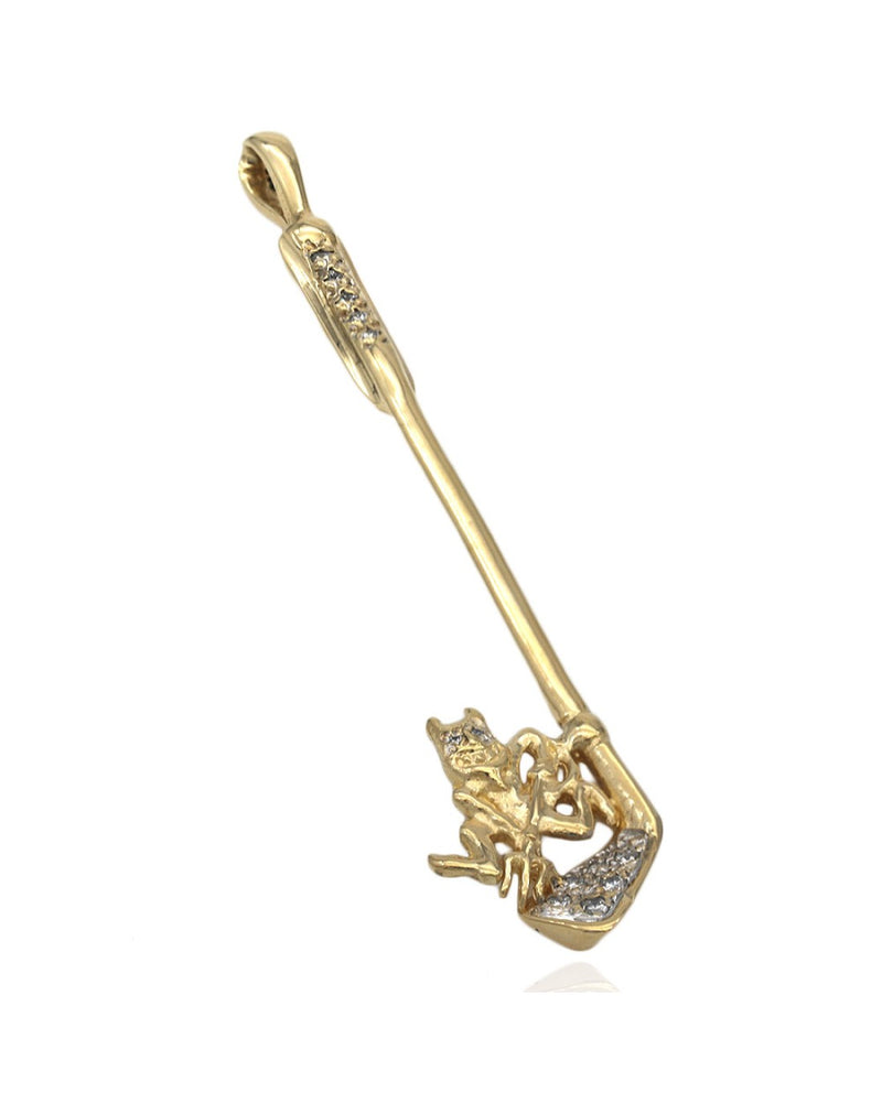 Pave Diamond Sun Devil Golf Club Pendant in Yellow Gold