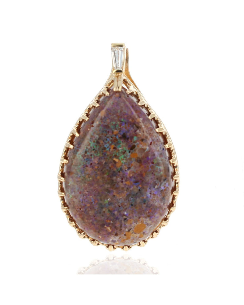 Matric Opal and Diamond Accent Pear Shaped Pendant