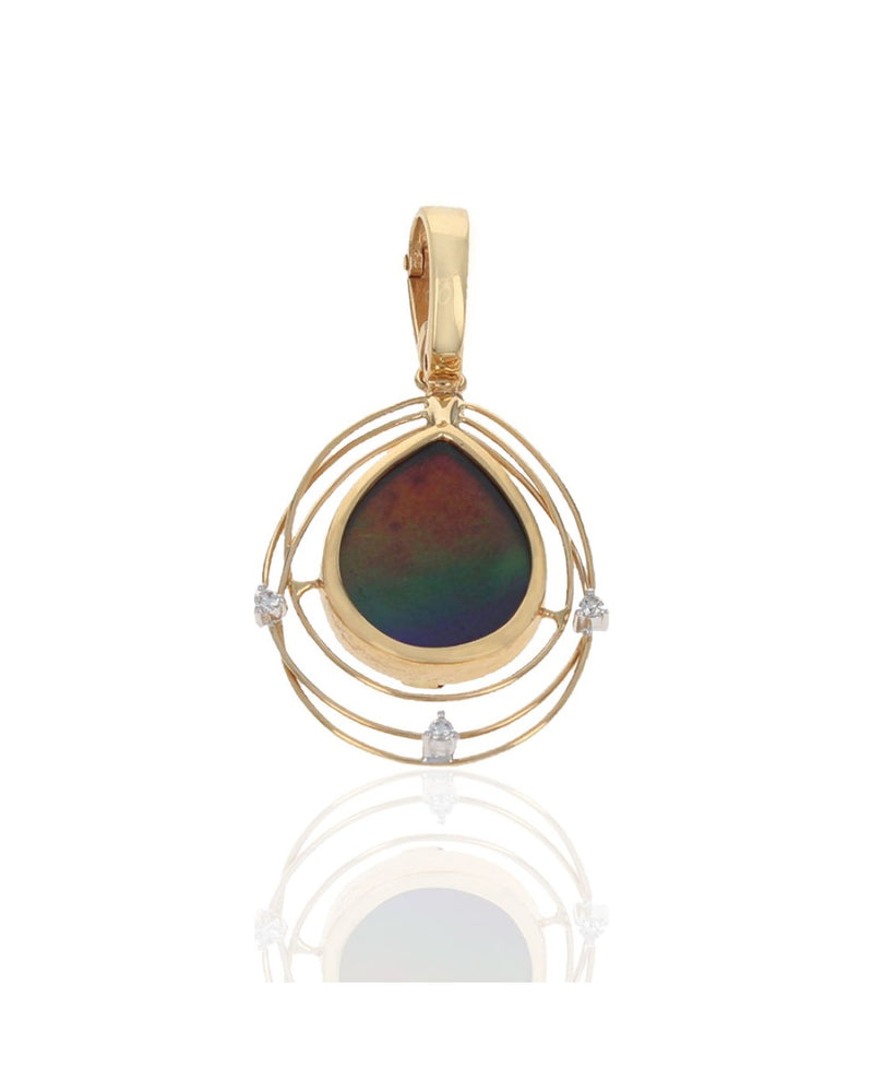 Ammolite and Diamond Enhancer Pendant in Yellow Gold