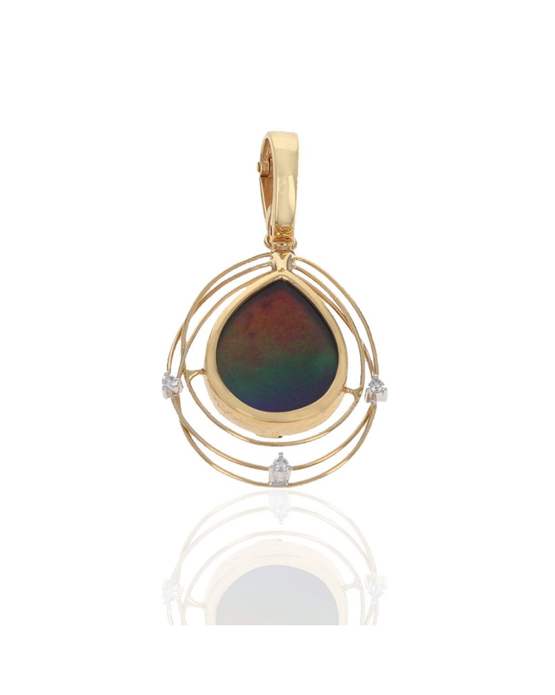 Ammolite and Diamond Enhancer Pendant in Yellow Gold