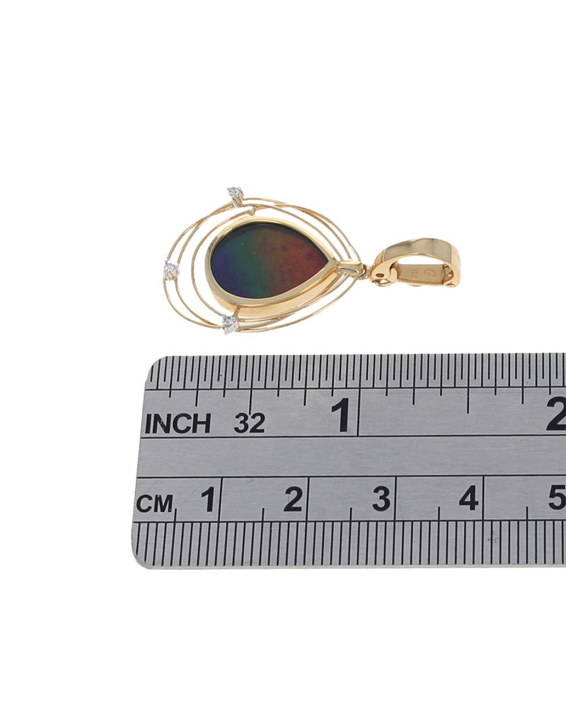 Ammolite and Diamond Enhancer Pendant in Yellow Gold