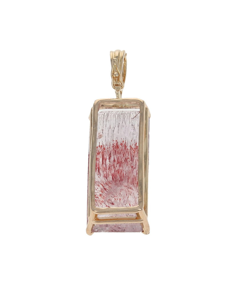 Red Rutilated Quartz Enhancer Pendant in Yellow Gold