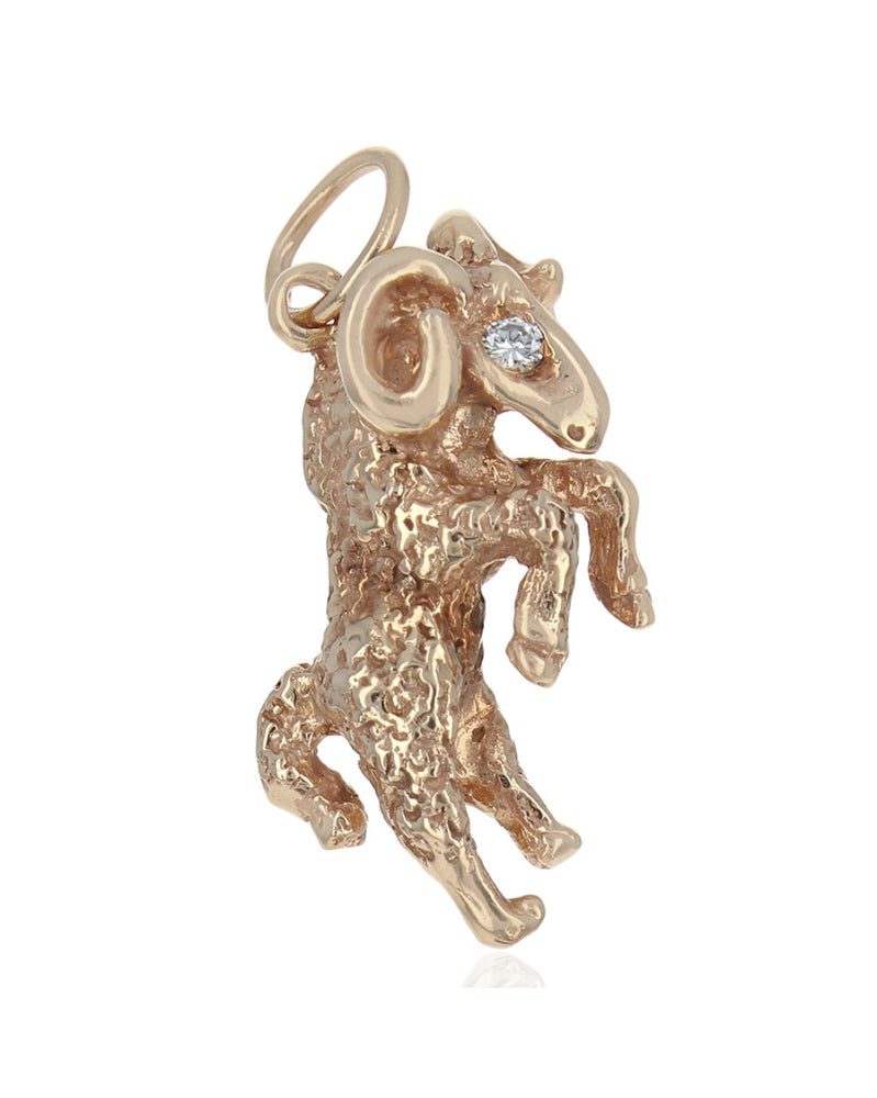 Ram Charm Pendant with Diamond Eye