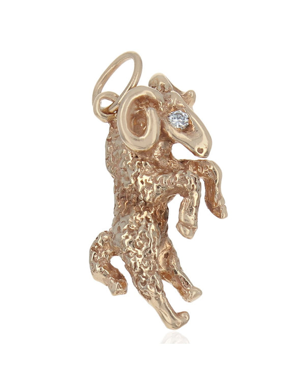 Ram Charm Pendant with Diamond Eye