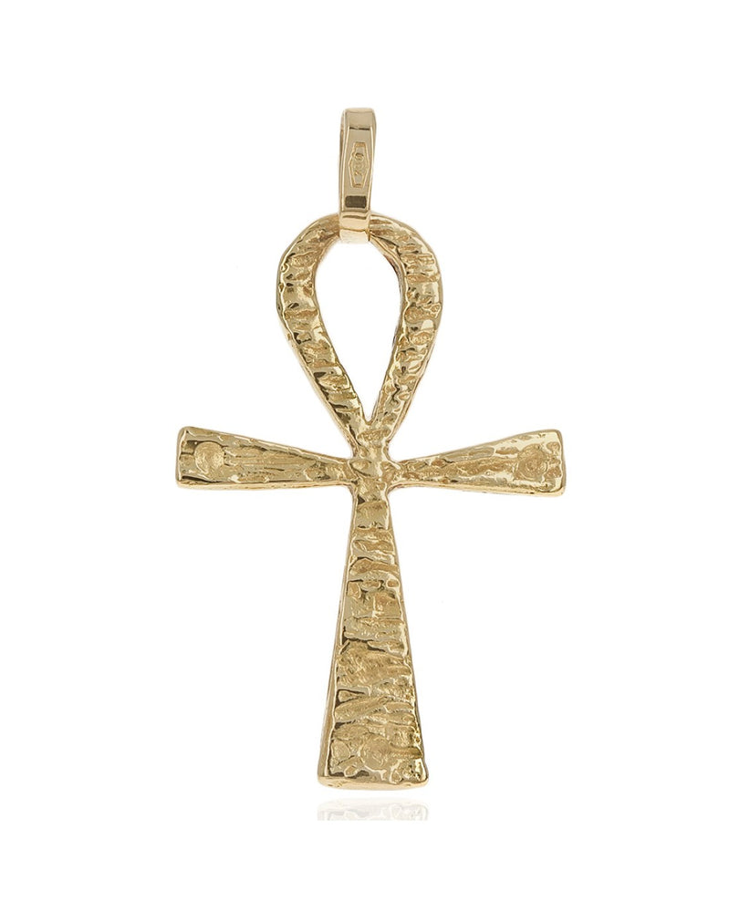 Hammered Ankh Pendant in Gold