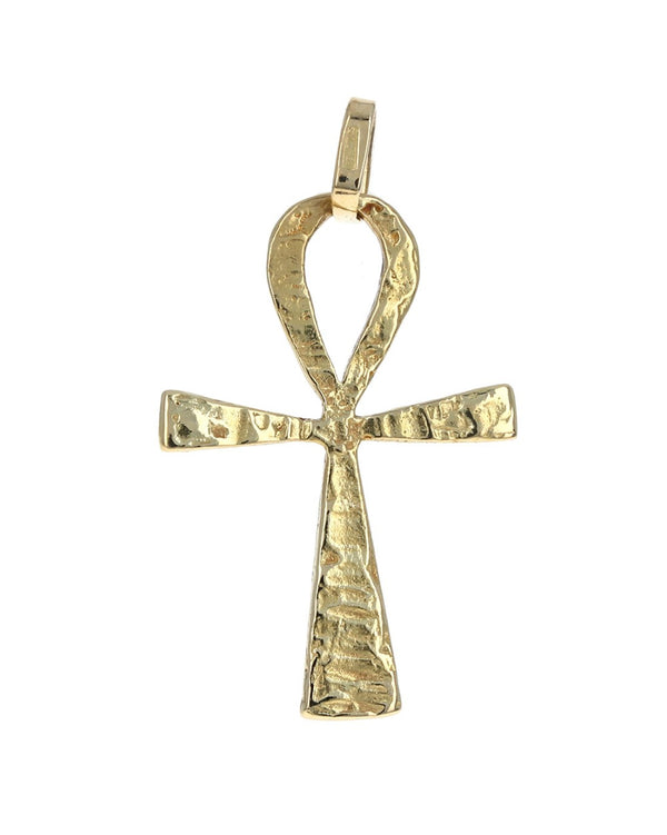 Hammered Ankh Pendant in Gold