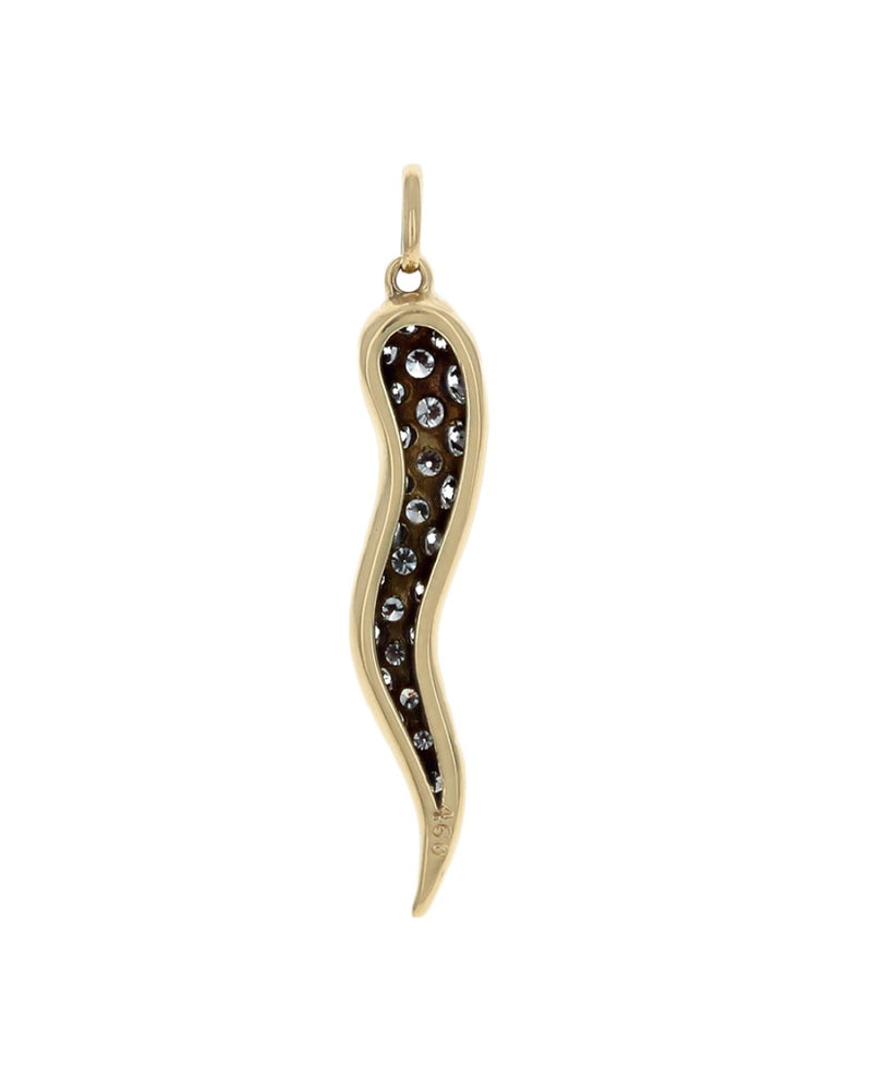 Diamond Pave Italian Horn Pendant