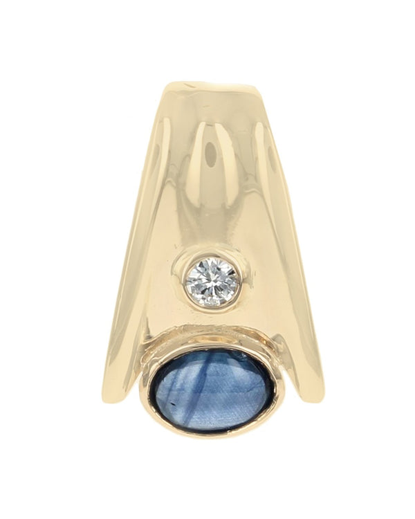 Blue Sapphire and Diamond Tapered Pendant