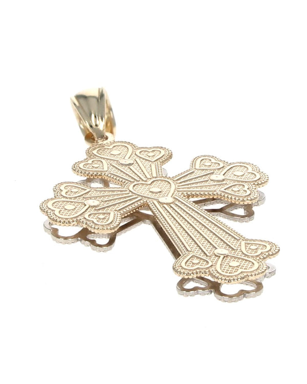 3 Dimensional Heart Motif Cross Pendant